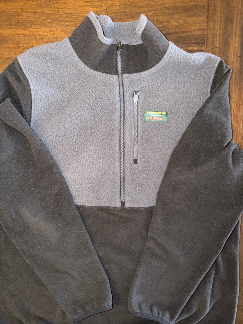 L.L. Bean Half Zip Pullover Polartec Fleece Jacket Black/Gray Adult Size XL